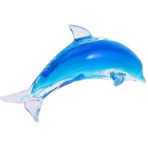 Blown Blue Glass 5” Blue Dolphin Figurine